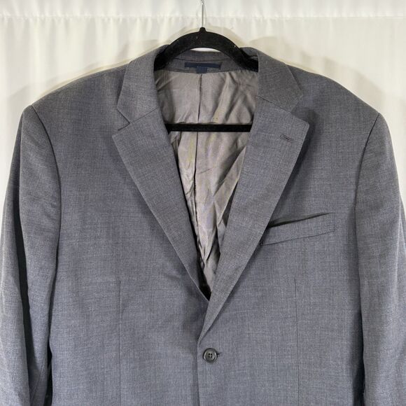 Jos A Bank 1905 100% Wool Blazer Men's 44 Grey Blue 2 Button Front Tailored Fit - Picture 2 of 10